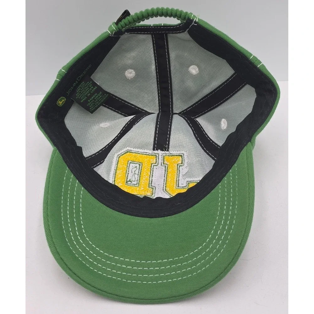 John Deere Baseball Cap Toddler OS Green Chenille Patch Elastic Back Hat